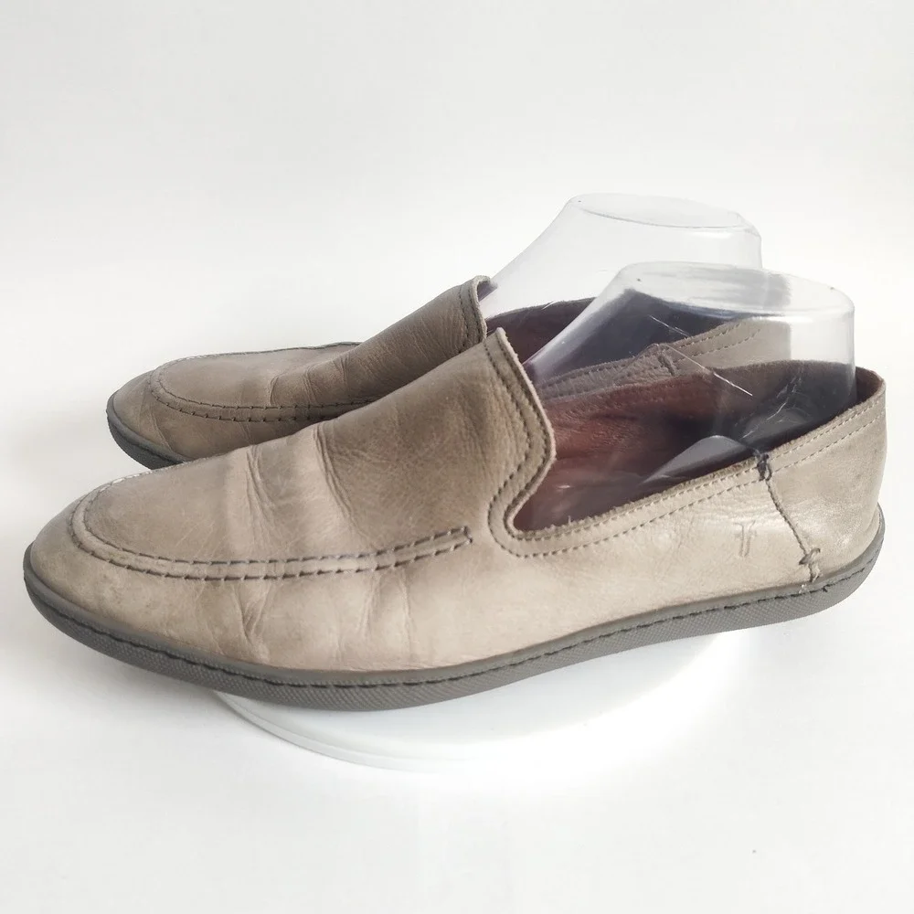 Frye Loafers Mens Size 8 Shoes Taupe Leather Slip On Moc Toe Driving Nuetral‎
